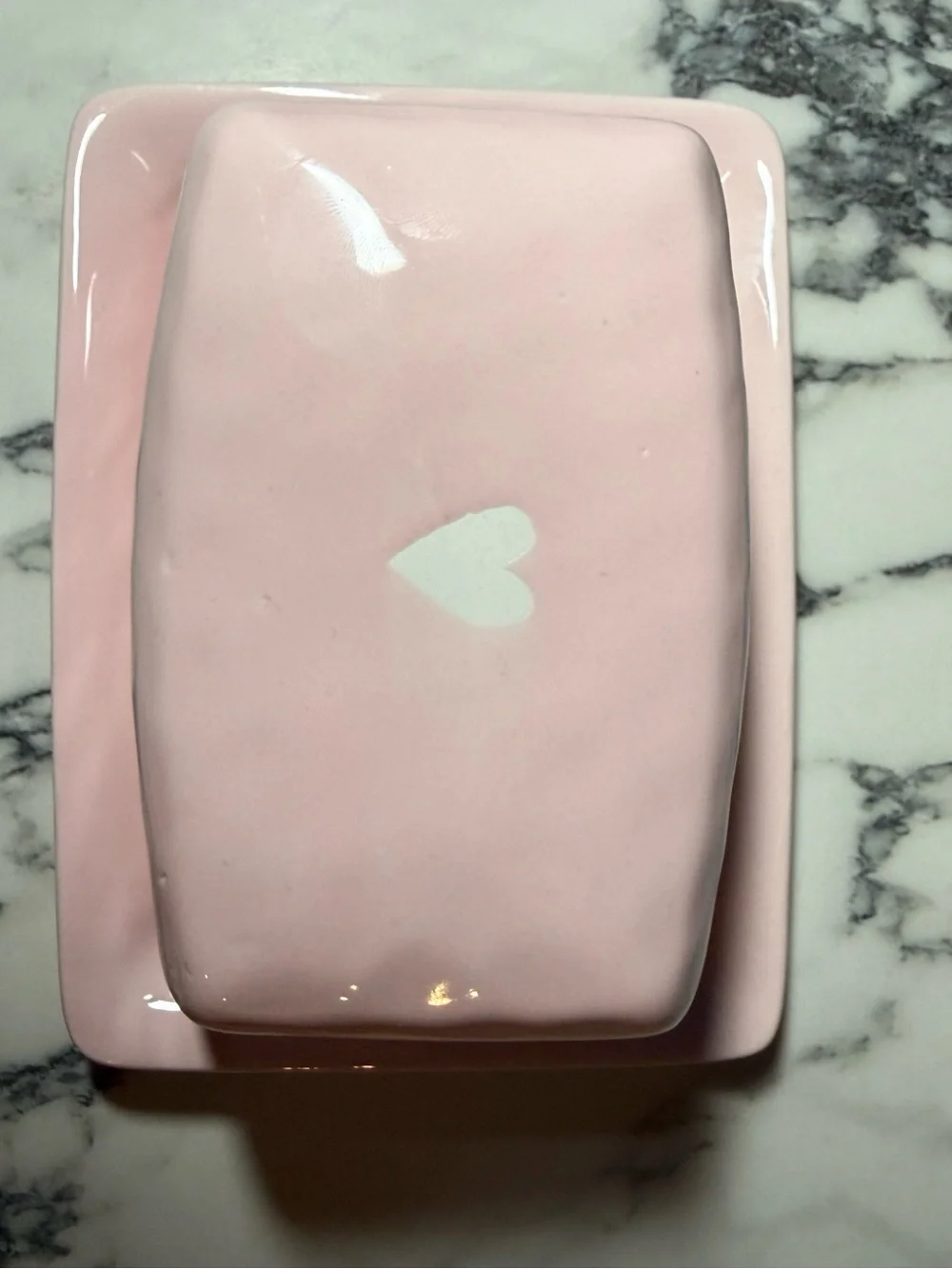 Harvest Green Studio Pink Ceramic Butter Dish Spread The Love Heart Stoneware